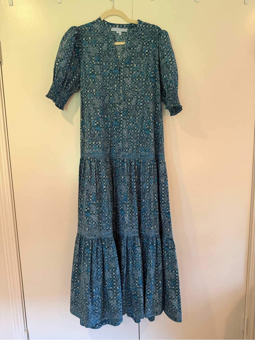 HILL HOUSE YARA DRESS IN NAVY CALICO TRELLIS - Picture 5 of 5